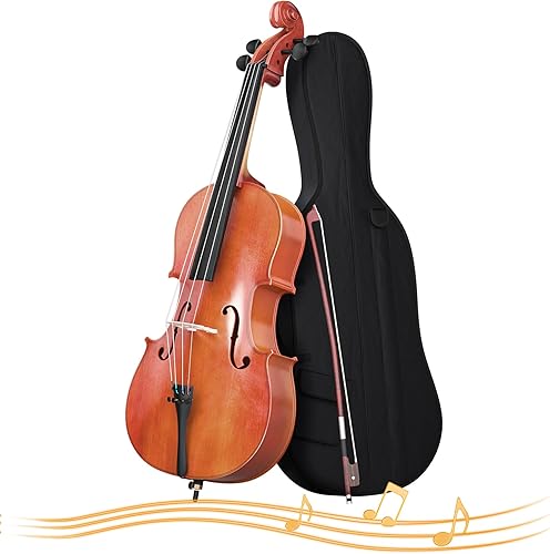 Miniatura 11 de Kit de violonchelo de tamaño completo, instrumento acústico para violonchelo para adultos, estudiantes, principiantes, juego completo de violonchelo