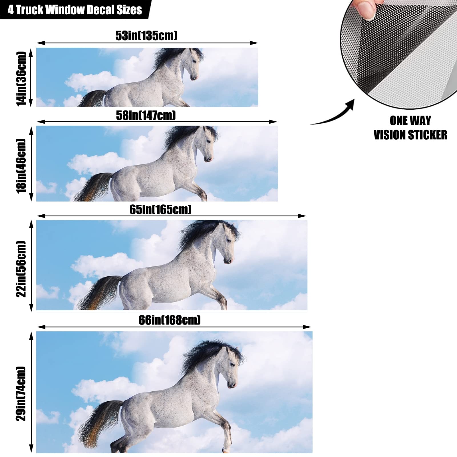 WOKEZ Truck Decal Decal Decal Horse Decorated Car Decals Decals Adesile per Cavalli per Cavallo Adatta SUV, Furgone, Camion, Auto, Raccolta,165x56cm