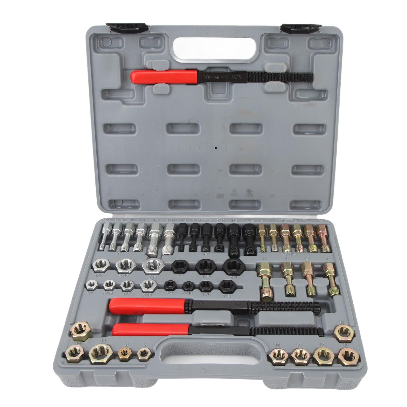 49PCS Set di Strumenti Per La Riparazione della Filettatura Restauratore di Perni Metrici, Kit di Cacciafiletti Per Meccanici Automobilistici, Restauratore di Precisione in Acciaio