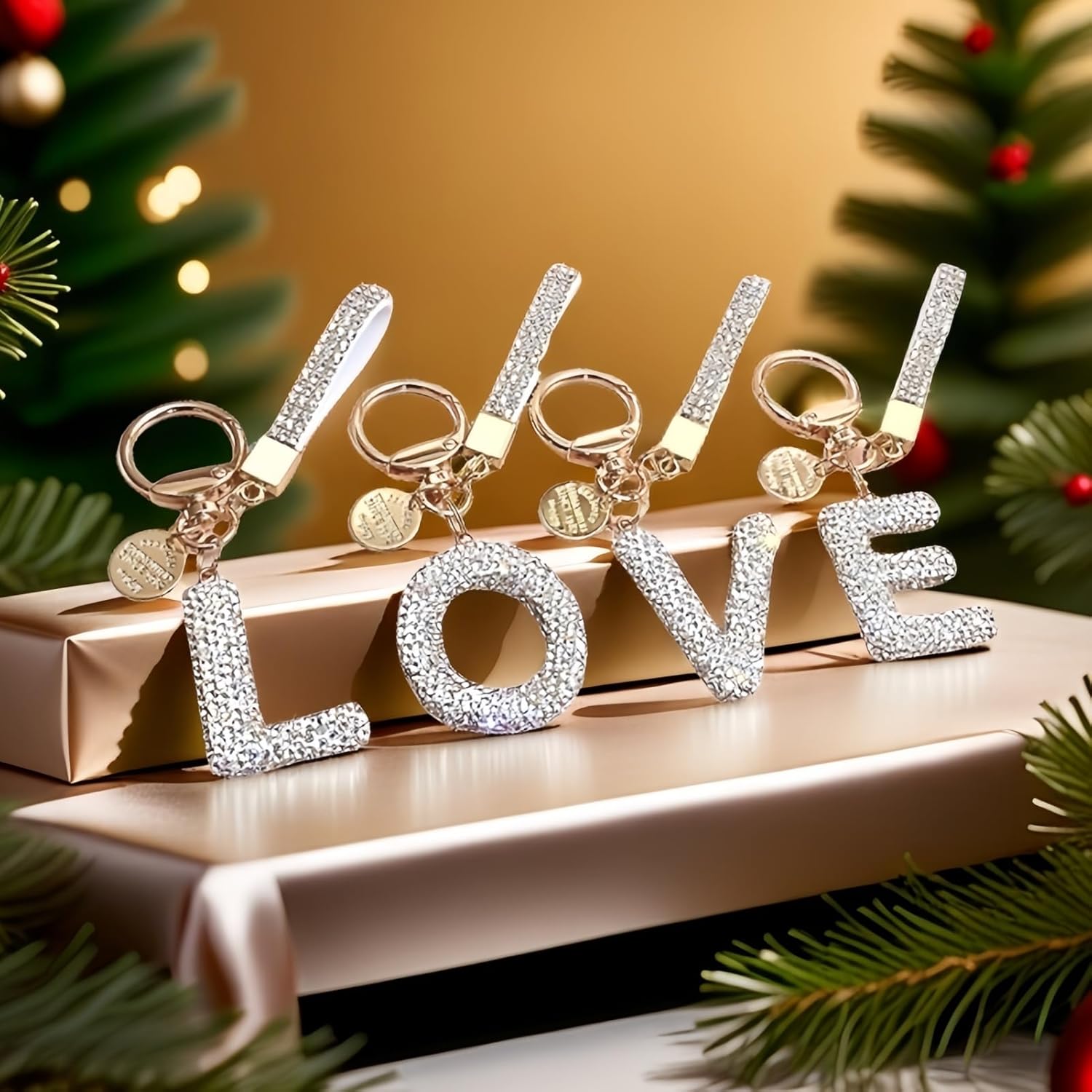 pink Initial Letter keychains for women rhinestones butterfly cute Sparkly purse lanyard car accessories gift - Image 5