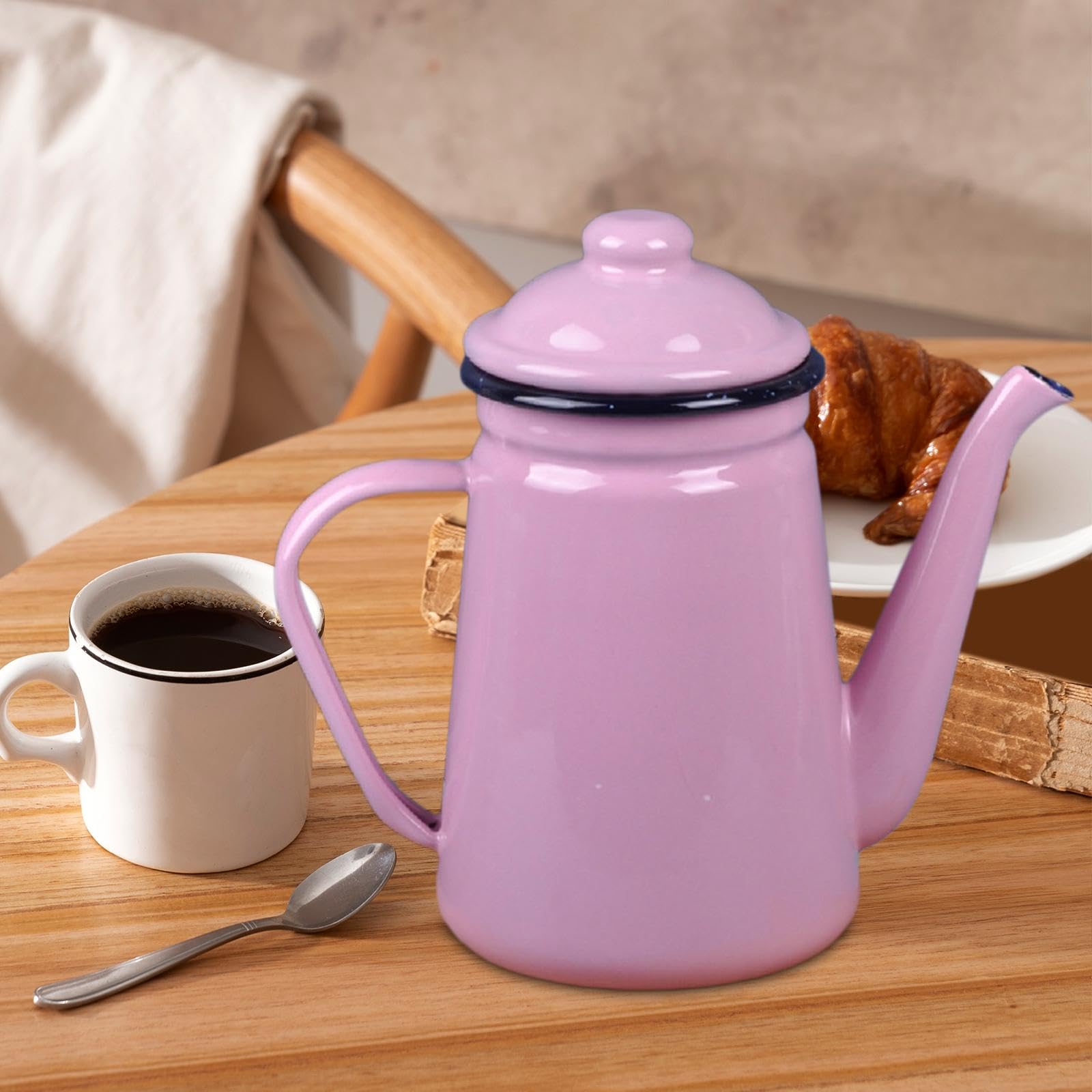 Gralara Hervidor de té esmaltado, tetera de estufa, hervidor de agua, 1,1 L, hervidor de café para cocina restaurante, Rosa