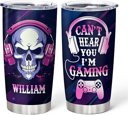 Hyturtle Vaso personalizado para juegos con texto en inglés "I I'm Gaming Do Not Disturb Gamer", vaso de café de acero inoxidable de 20 onzas y 30