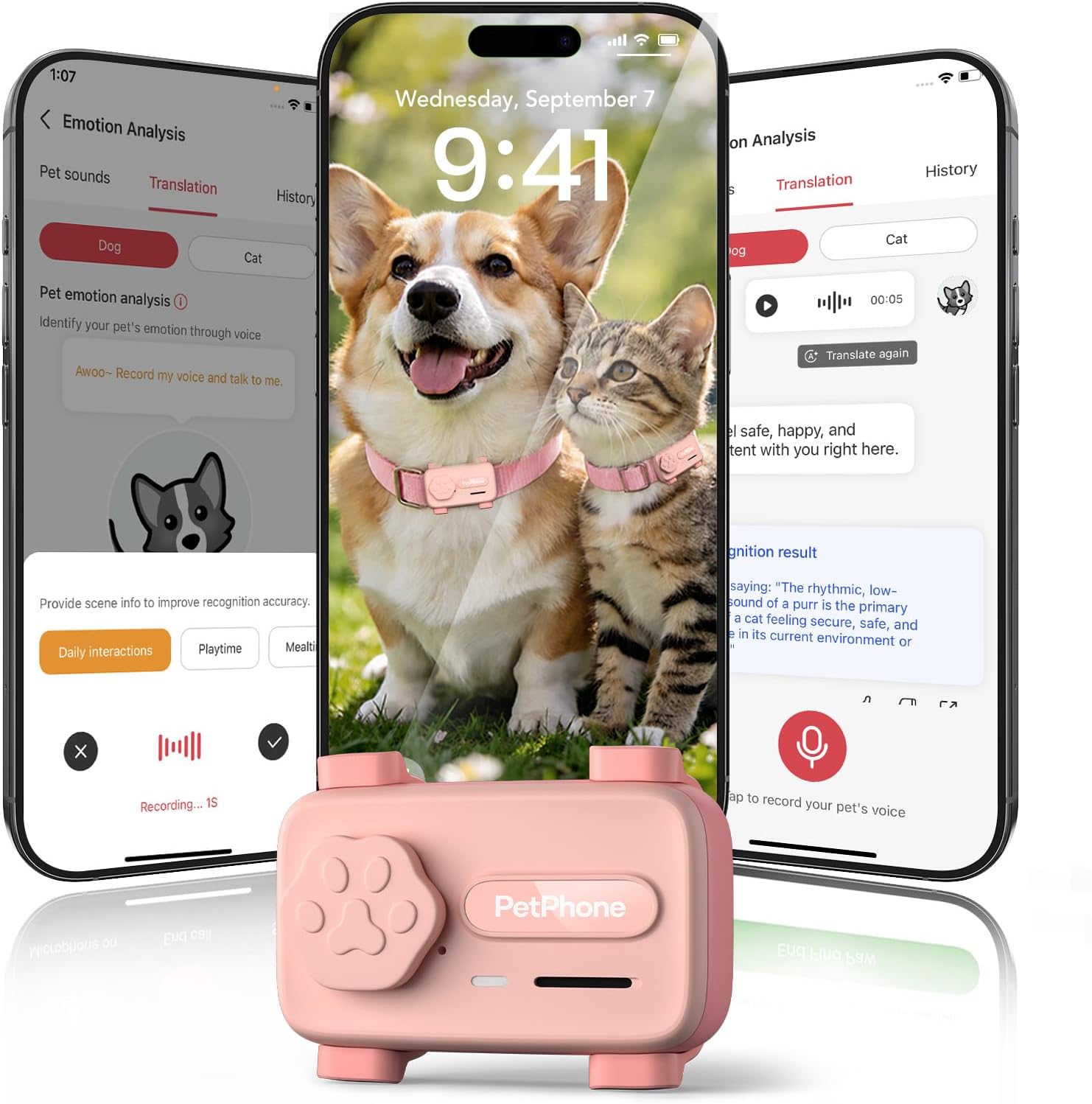 AI-Powered Smartphone for Pets, Support Emotion Detection, 2-Way PetChat | Family&Social Network, Live Geofencing Virtual Fence, Activity Monitor, Play Music, Global Tracking Pet GPS Tracker