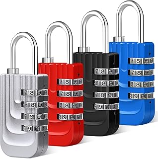 Homarket Combination Padlock - 4 Pcs Metal Padlocks with Code
