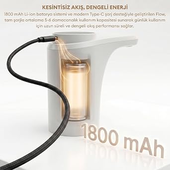 Flow Şarjlı Otomatik Damacana Su Pompası TDS Ölçer 250ml 500ml 1L 2L Ölçü Özellikli Beyaz