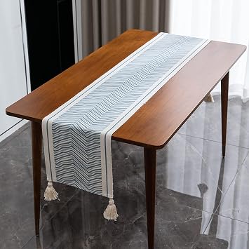 Cotton Table Runner, Multi-size Table Cover Tablecloth for Home Kitchen Dining Room Party Wedding Holiday Hotel Christmas Decoration Color Blue, Size 34X270cm
