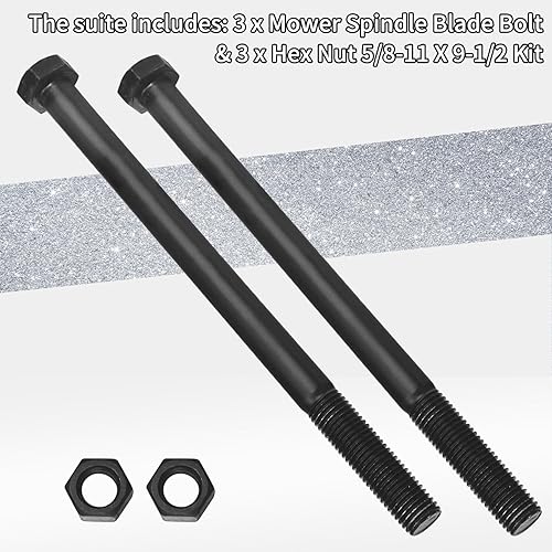 Miniatura 4 de 04001-41 04020-09 Perno de hoja de husillo de cortacésped y tuerca hexagonal 58-11 X 9-12, compatible con cortacéspedes de tamaño mediano Scag de