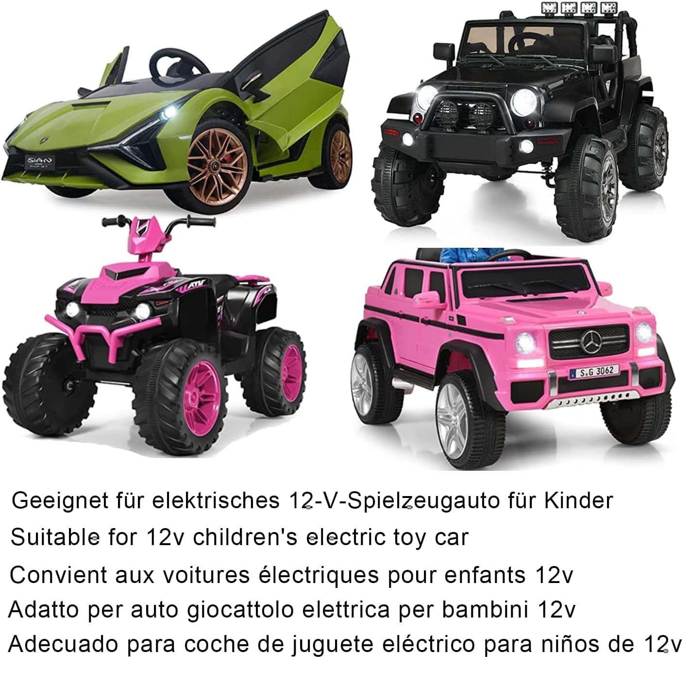 Cargador de 12 V para coche eléctrico infantil, cargador 12 V 1 A Ride on Toys Una variedad de vehículos eléctrico