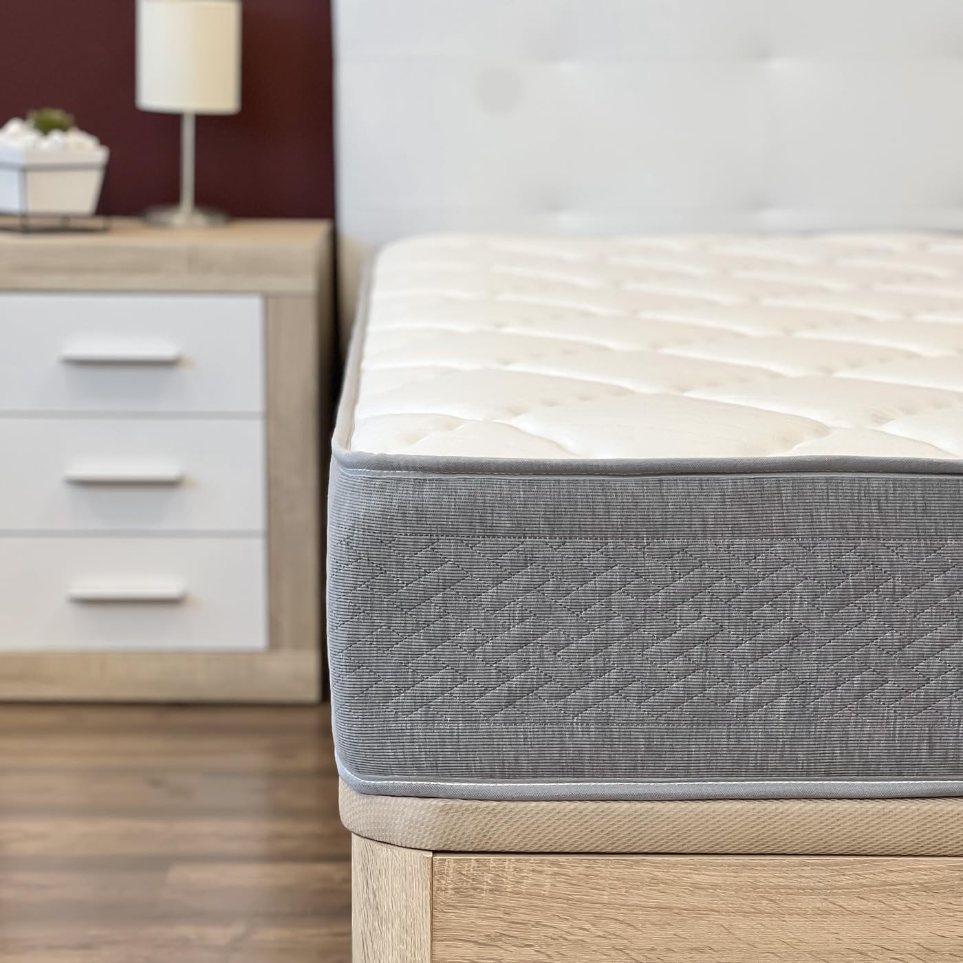 Homey - Colchón 90 x 190 Box Natur con Muelles Ensacados y Viscoelástica, Ergonómico Multizona, Gran Confort, Higiénico y Transpirable, Grosor 23cm