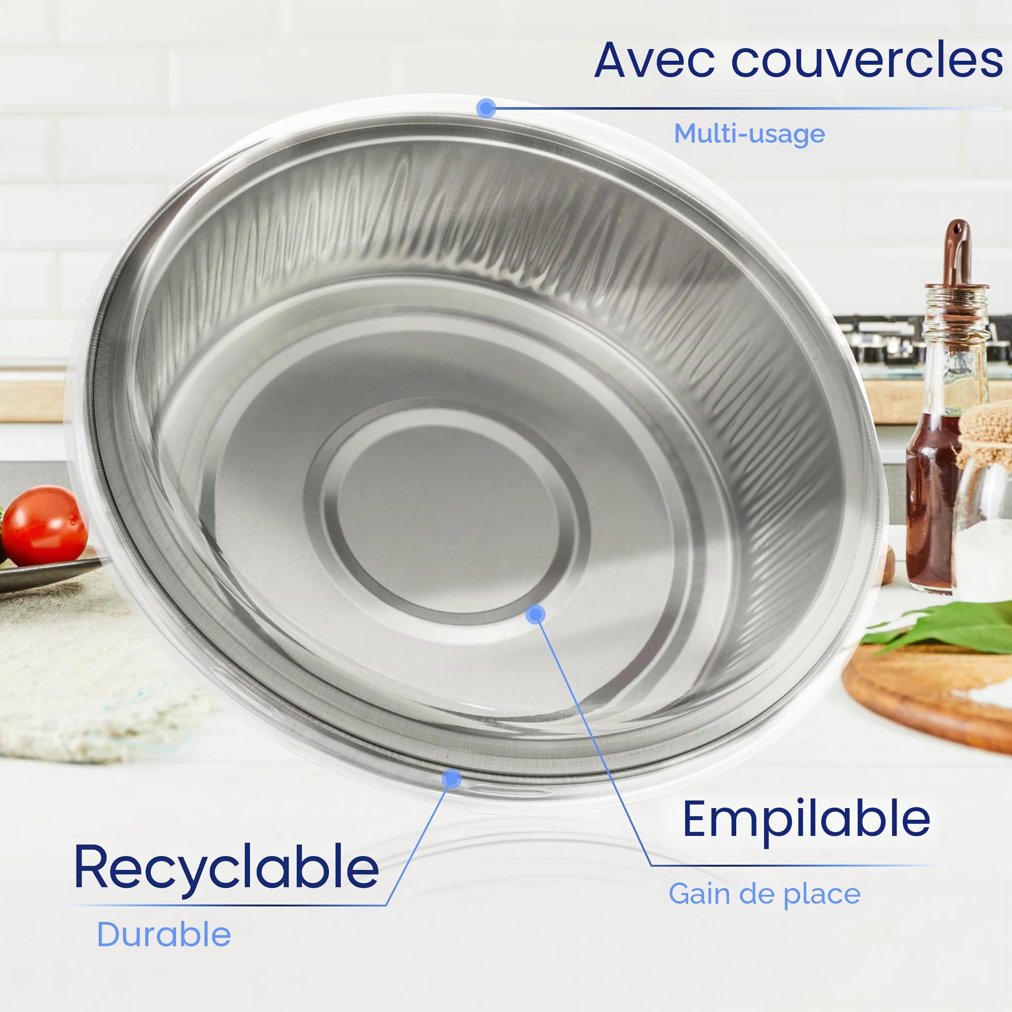 Coppice Moules à Tarte Aluminium Renforcés avec Couvercles Plastique 15x4 cm - Lot de 20 | Moules Jetables pour Cuisson Service Conservation Four Micro-ondes Congélateur Recyclables
