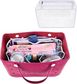 WLHHBO Bolsa grande de fieltro divisora con cremallera para bolsos, accesorios, 7 unidades, color negro, Blanco transparente, Large