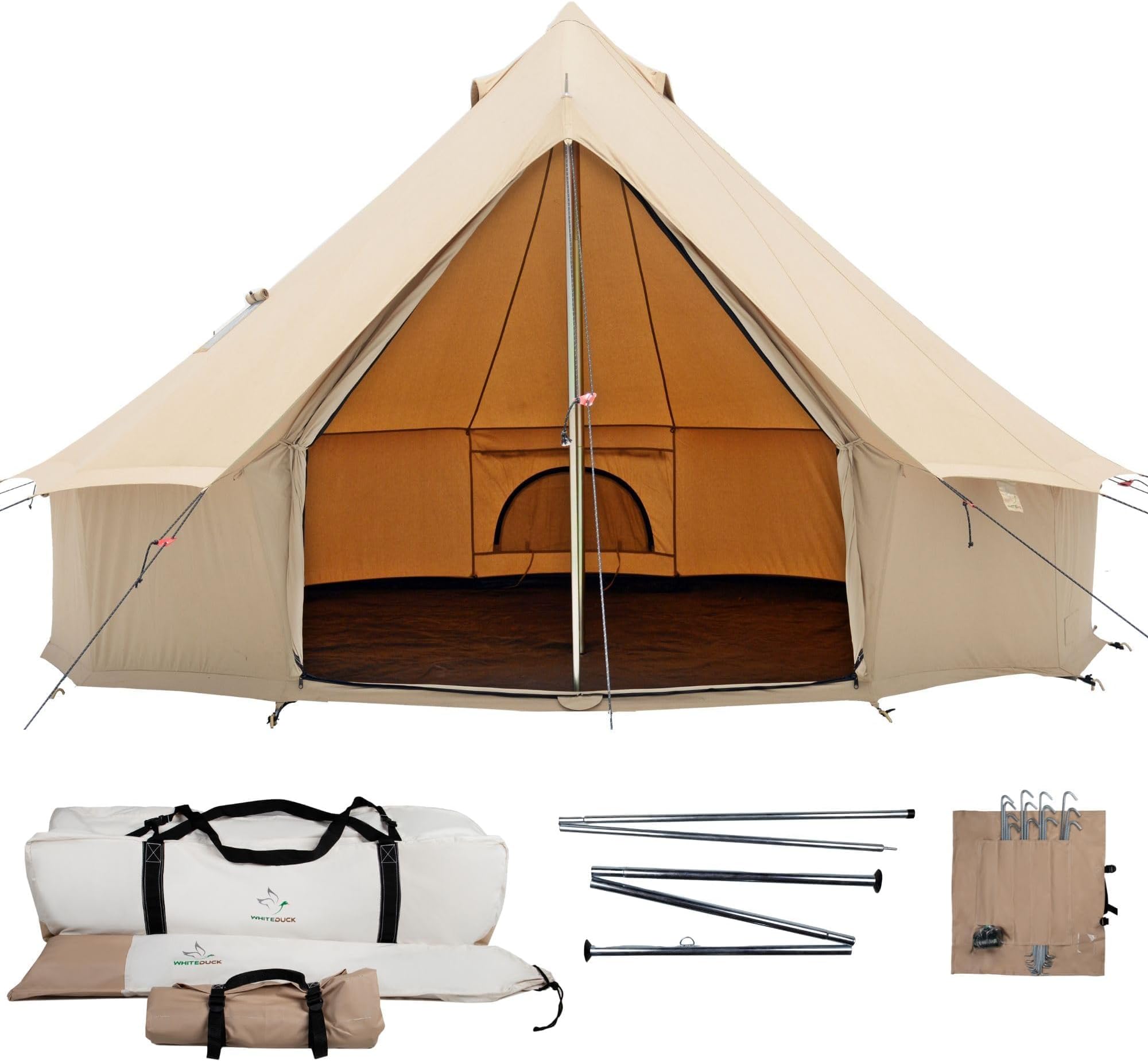 WHITEDUCK Regatta Canvas Bell Tent - w/Stove Jack, Waterproof, 4 Season Luxury Outdoor Camping and Glamping Yurt Tent Made from Premium & Breathable 100% Cotton Canvas