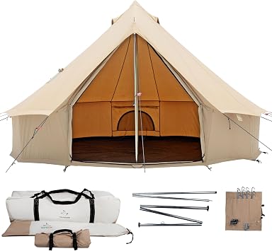 WHITEDUCK Regatta Canvas Bell Tent FWR- w/StoveJack, Waterproof, 4 Season Luxury Camping and Glamping Yurt Tent Outdoor