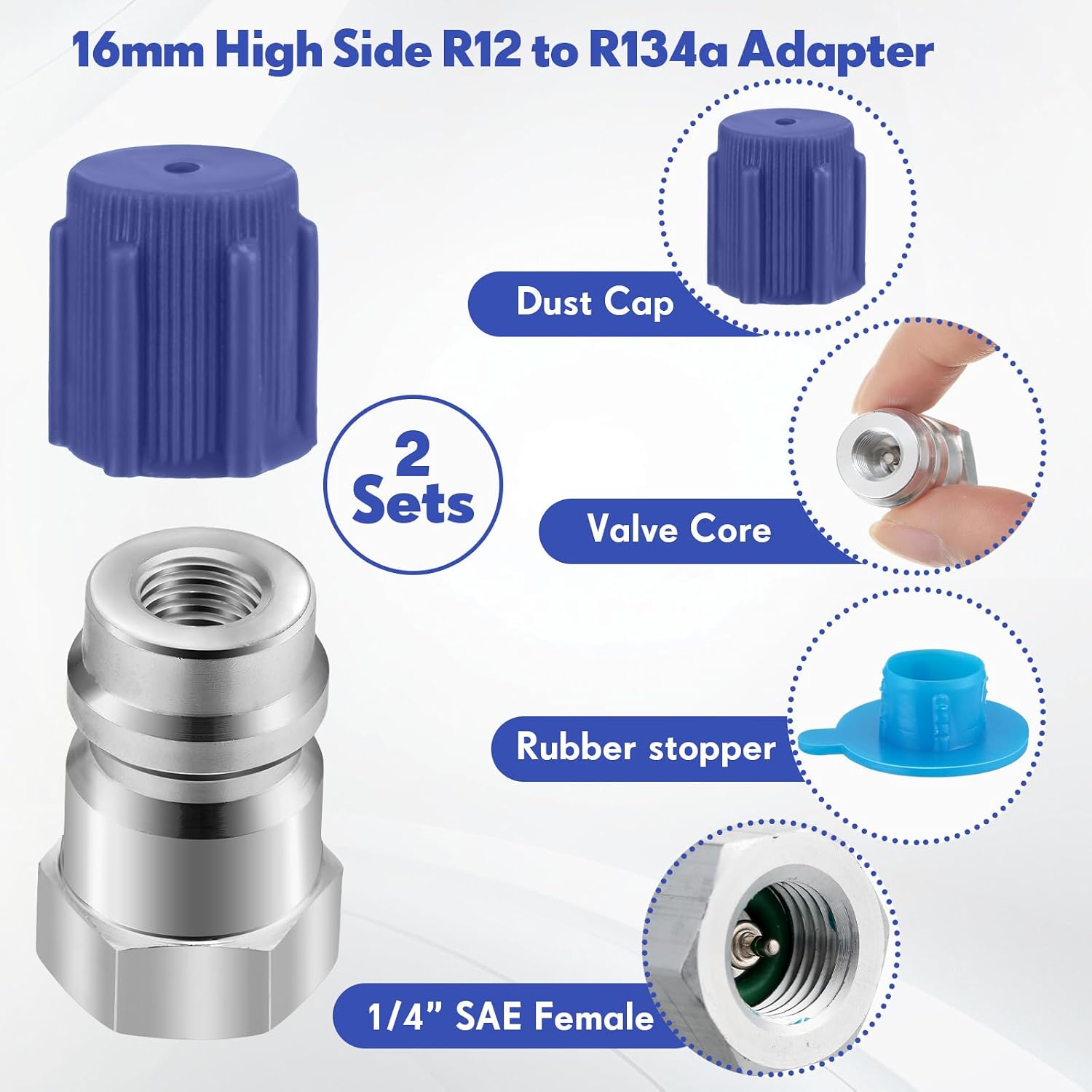 Gisafai 6 Sets Bullet Piercing Valve Kit, R12 R22 to R134A Conversion Adapter Kit,Bullet Piercing Tap Valve Compatible with AP4502525, BPV31D, GPV14, GPV31, GPV38, GPV56, MPV31