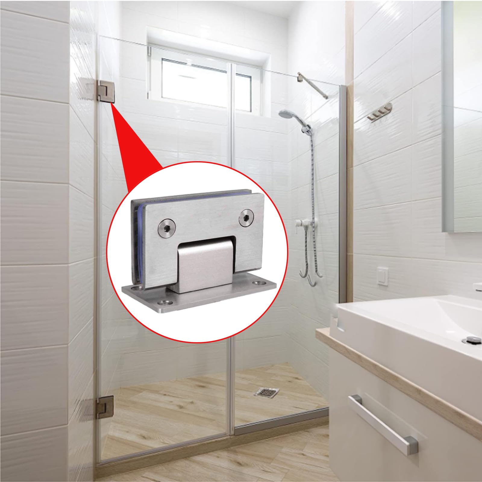 KAFENDA 90 Degree Shower Door Hinges Heavy Duty Frameless Glass Door Hinges Stainless Steel Bathroom Gate Clamp for 8-12mm Tempered Glass - Image 4