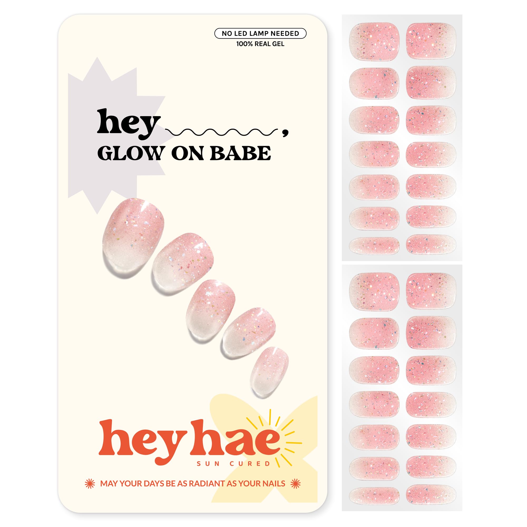 Heyhae Semi Cured Gel Nail Strips - Hey, Glow On Babe