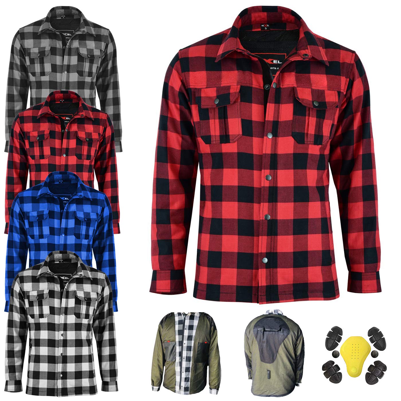 VASTER Motorcycle Motorbike Shirt Made with Kevlar Reinforced CE Armoured Shirt for Men Boys Removable Protections