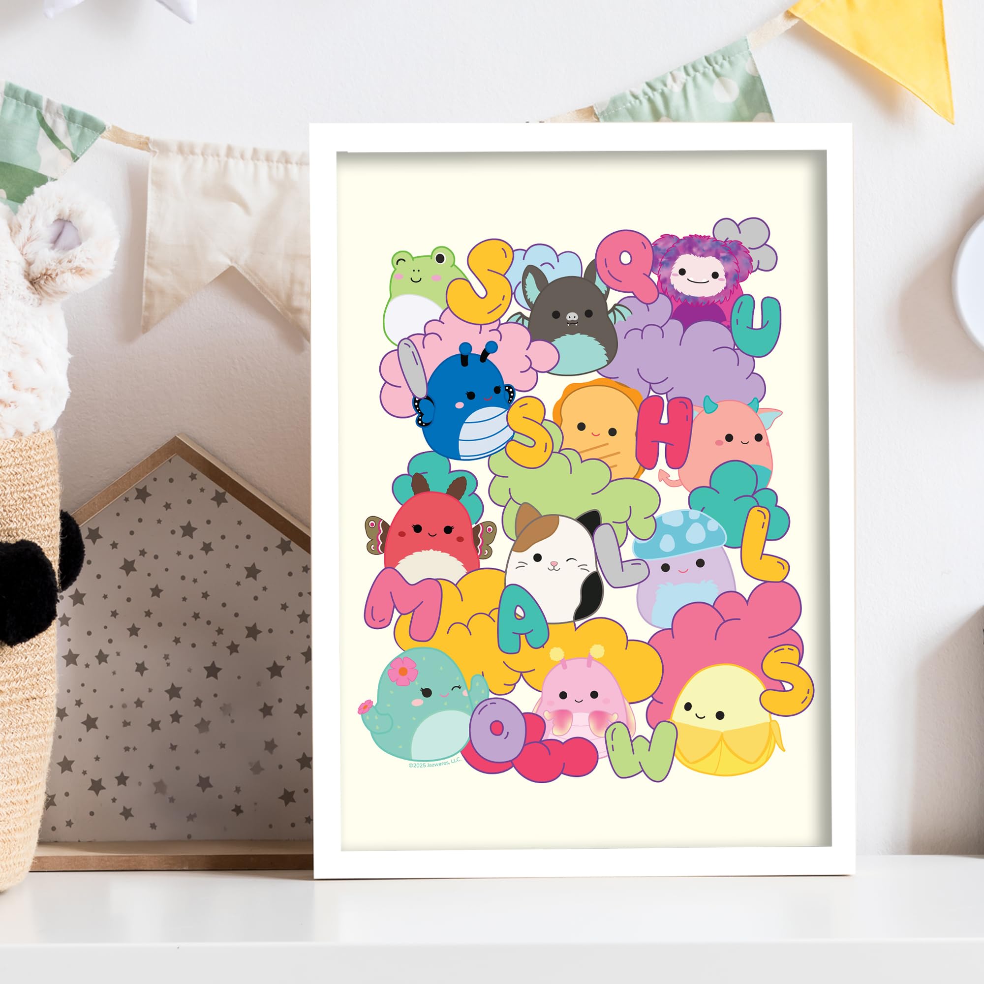 Themed Multicolour Squishmallows Print - Fluffy Cloud Group Poster Wall Art (42Cm X 59.4Cm - A2)