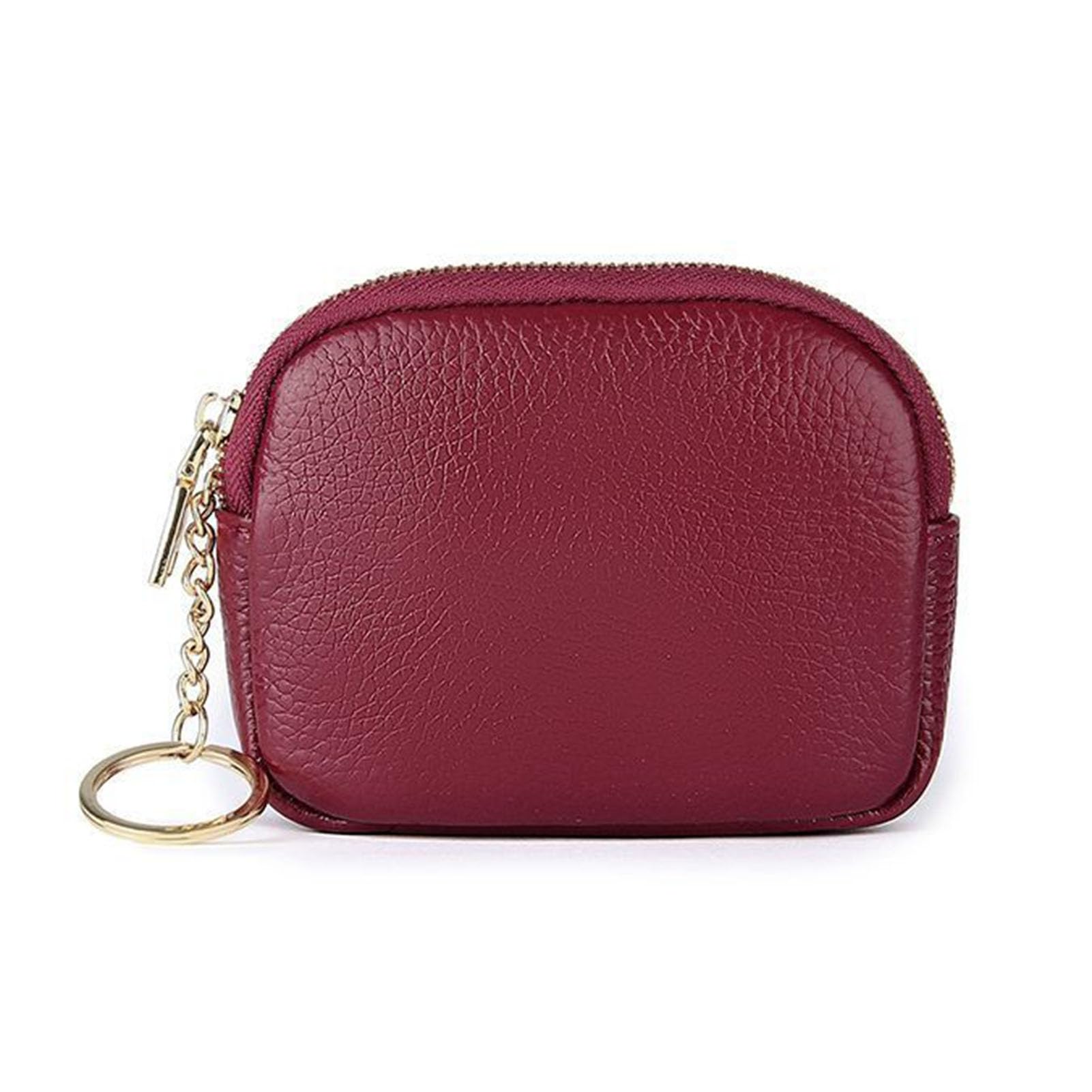 matumou Faux Leather Coin Purse, Rounded Coin Pouch, Zippered Change Purse with Key Ring, Keychain Pouch for Cash