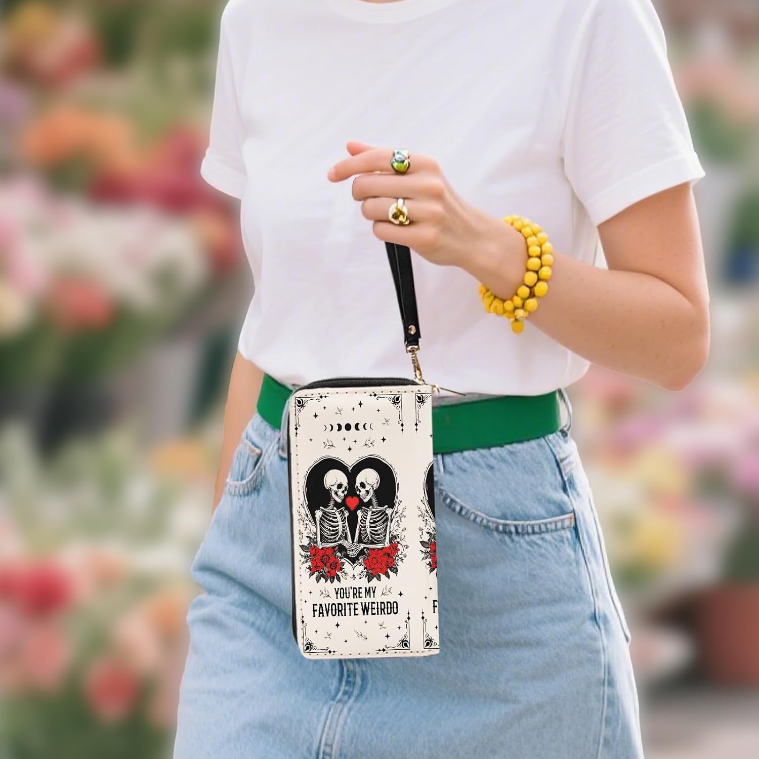 Gothic Romance Skull Wallets for Women - Slim PU Leather Womens Wallet with Cash Zipper Coin Purse, Small Credit Card Holder Travel Wallet, Wristlet Wallets for Female Ladies Purse (Dark Humor Gift) - Image 7