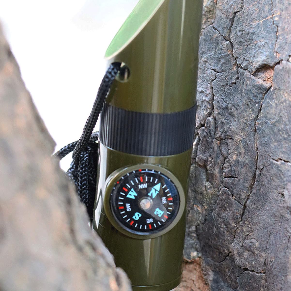 Sosoport Sifflet Boussole Sifflet d'urgence Extérieur Sifflet Multifonction Sifflet Extérieur Portable Sifflets d'urgence Radio Thermomètre À Café Double Abdos