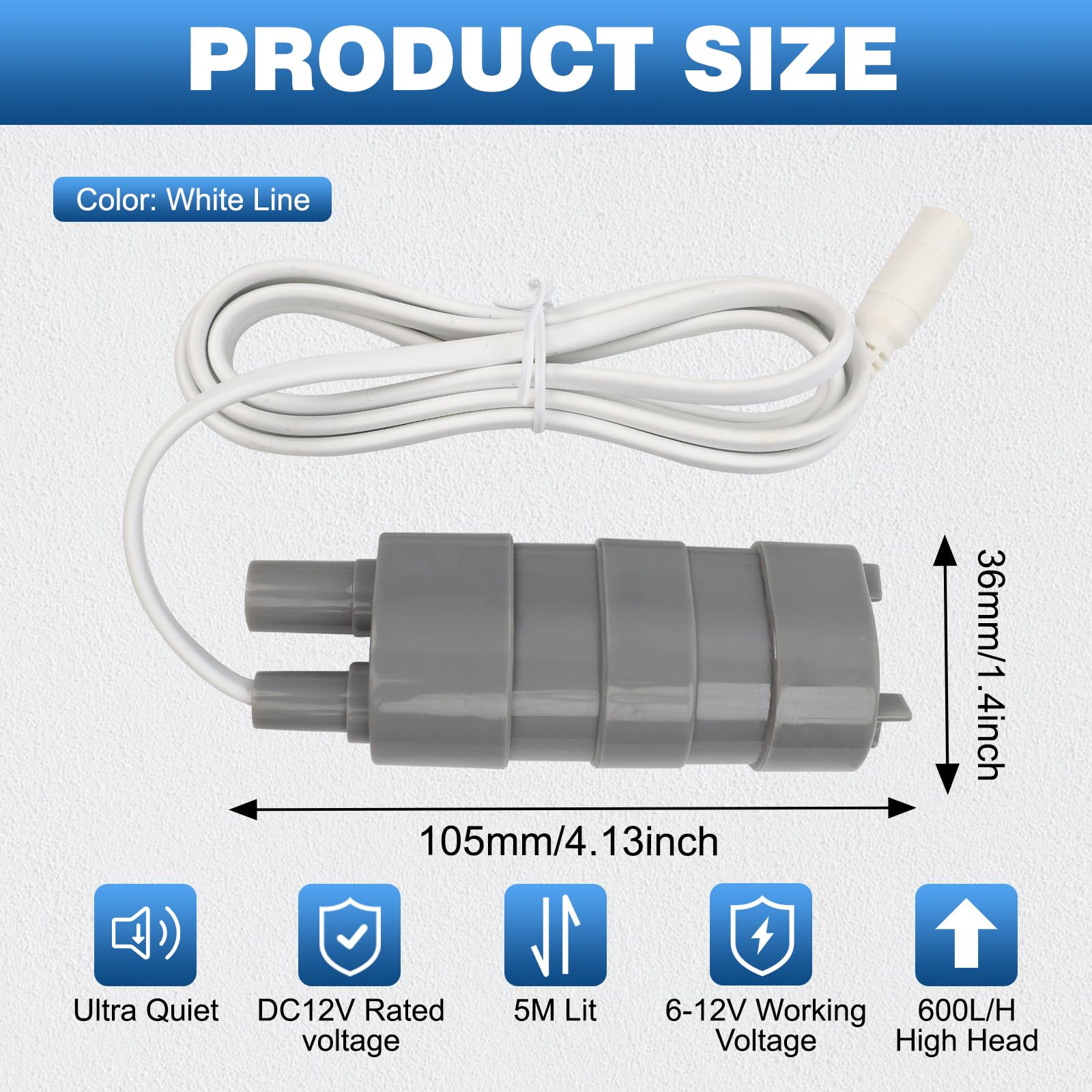 Water Pump, Riloer 12v Whale Pump High Flow Submersible Pump Whale Water Pump for Camper Caravan Motorhome Garden Pool - Image 2