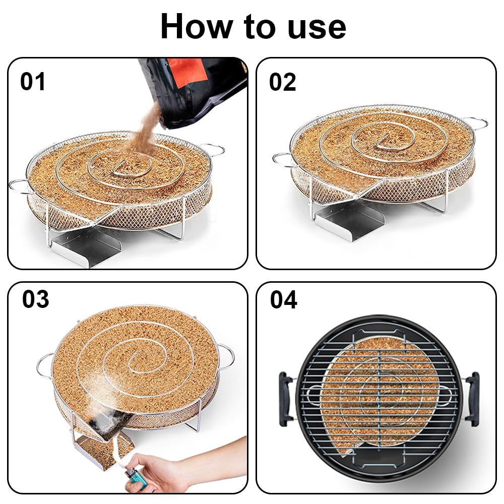 Générateur De Fumée Froide Rond En Inox 304 - Pour Fumoir, Barbecue - Avec 4 Crochets Et 4 Bougies - Réutilisable, 20x18x5 Cm