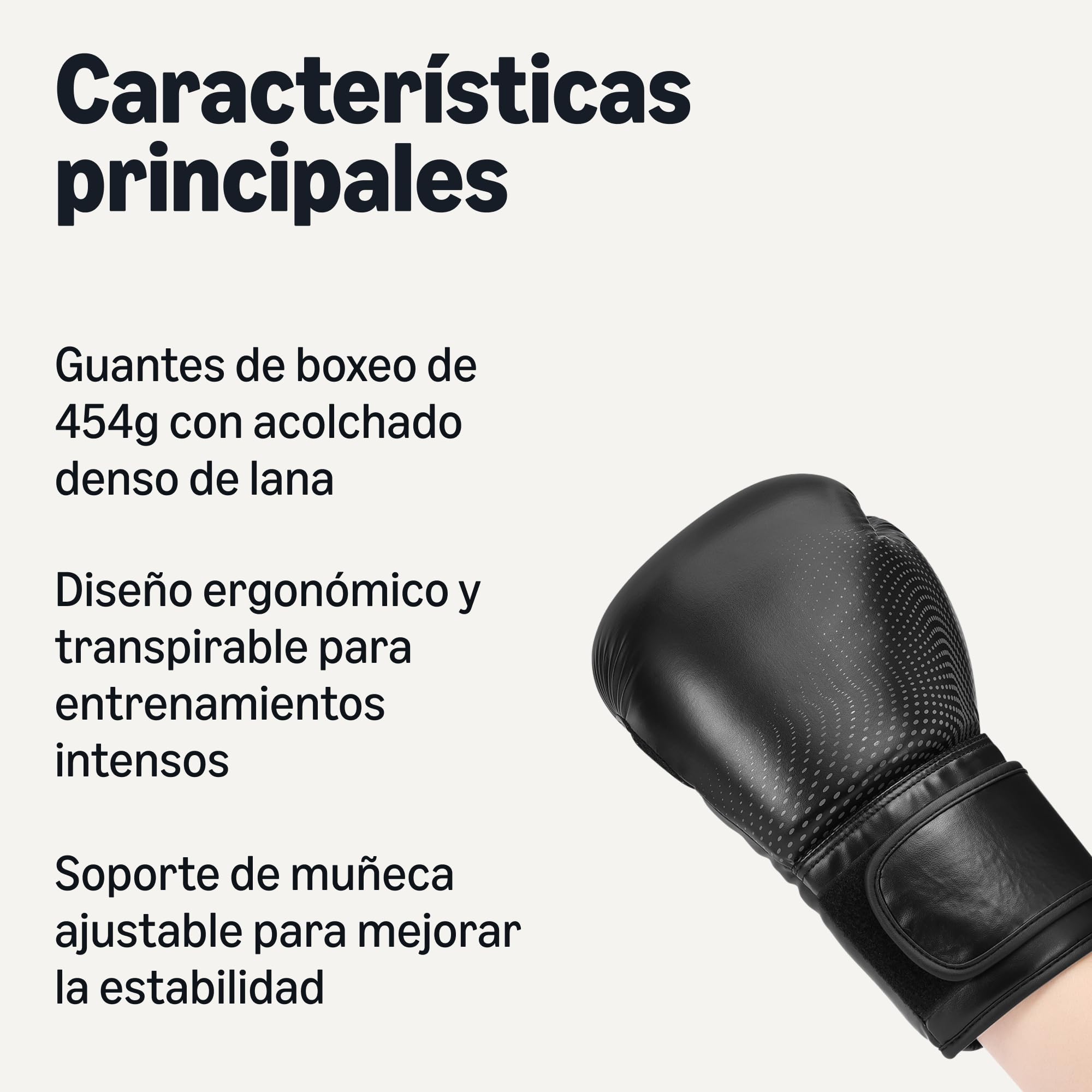 Amazon Basics Guantes de Boxeo de Cuero Sintético para Hombres y Mujeres - Guantes de Entrenamiento para Sparring, MMA, Muay Thai - Diseño Ergonómico y Transpirable con Soporte de Muñeca - Negro - 3
