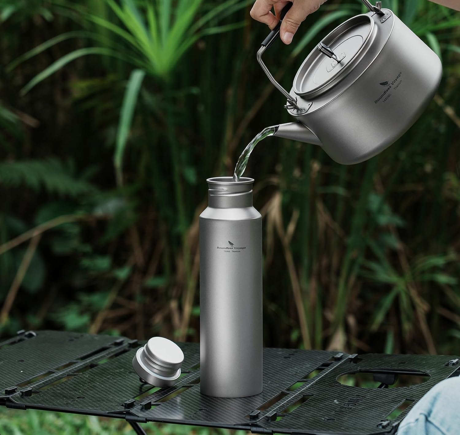 Boundless Voyage Outdoor 750ml Titanium Sports Bottle with Lid Flask Wide Mouth Water Bottle Canteen Drinking Bottle for Camping Cycling Hiking 8