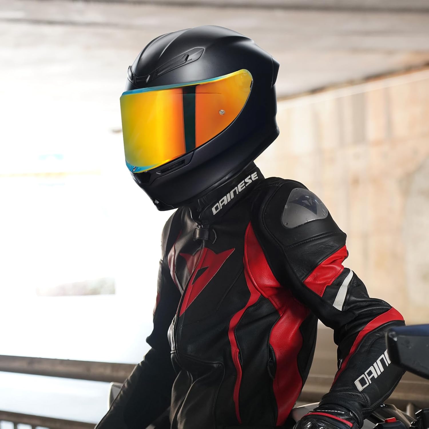 VCOROS K6 Helmet Visor Replacement - K6 Helmet Visor Motorcycle Face Shield Replacement for K6 K6s (Chrome Red)