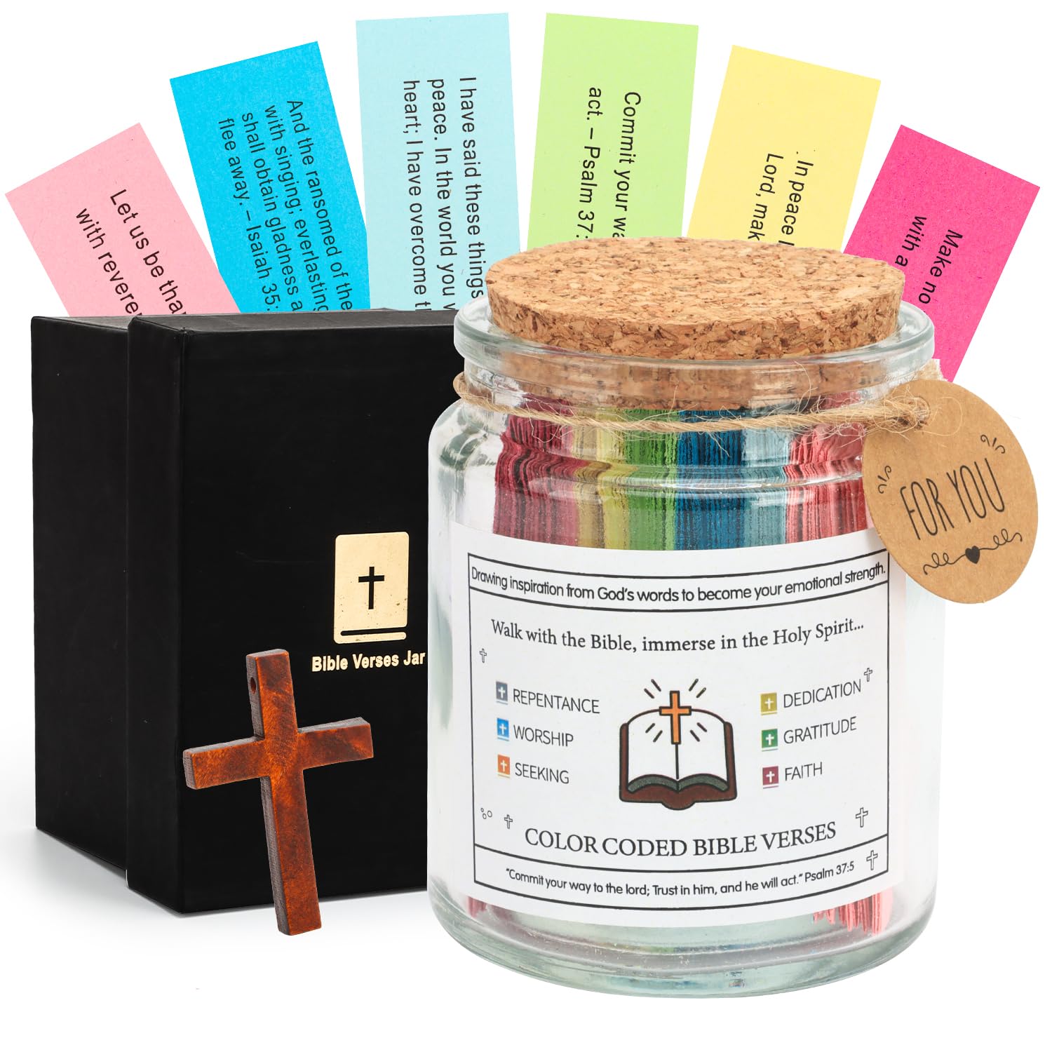 Versets bibliques à code couleur en bocal en verre de prière