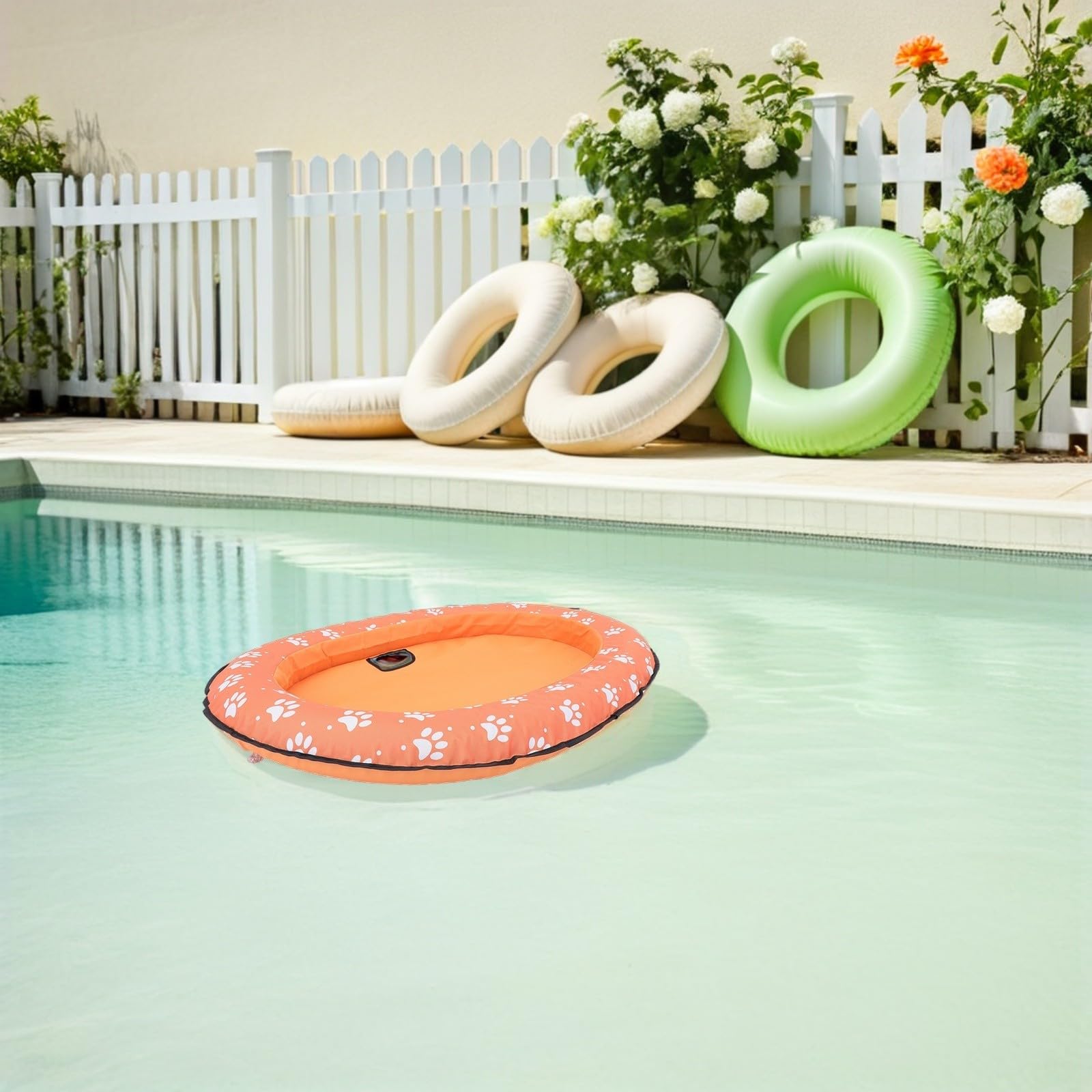Flotador Inflable para Perros para Piscina, Balsa Ovalada de PVC