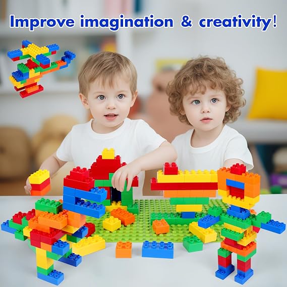 Large Building Block Set, 150 Building Blocks, Compatible with Duplo Building Bricks and Top Brands, Suitable for Children Aged 3 4 5 6 Years, A Great Building Block Gift for Boys and Girls.