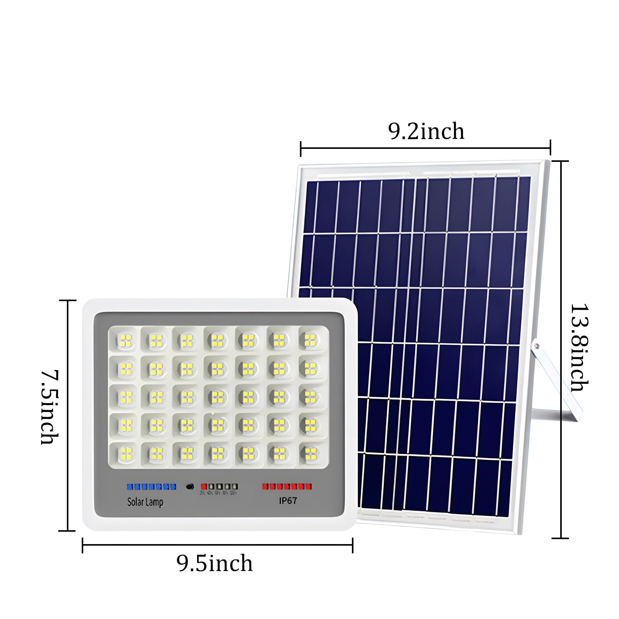 100W to 500w Solar High Bright Flood Light Outdoor Remote, IP67 Waterproof Solar Power Light Auto On/Off, Wide Range, Dusk to Dawn for Yard, Gazebo, Shed, Barn, Porch, Patio, Garage, Garden (200W)