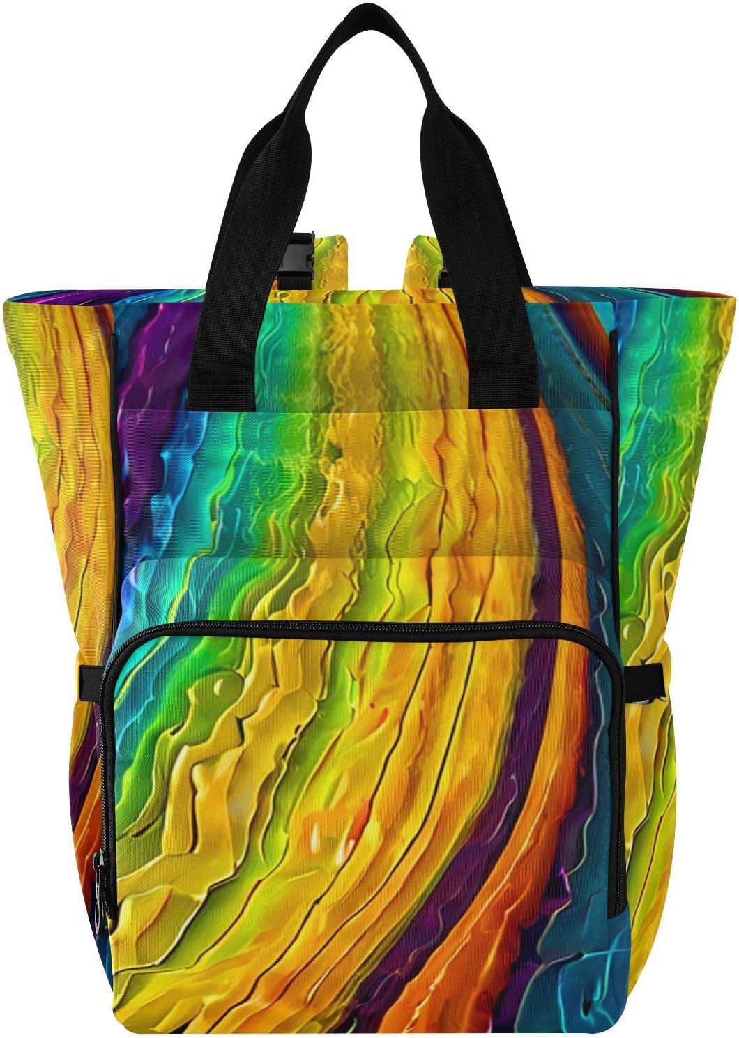 Vibrant Colors Flow Diaper Backpack with Insulated Feeding Bottle Insert, Large Baby Changing Bag 11.02×5.91×15.3 IN