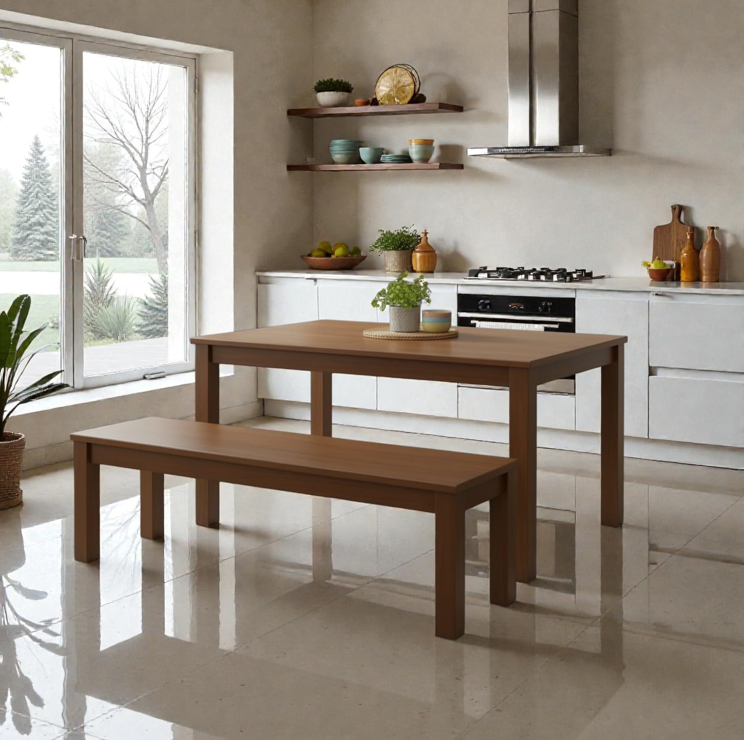 KROKWOOD Banc Bonn Bois de Massif, Couleur chêne foncé (Hêtre, 140 x 35 x 45 cm)