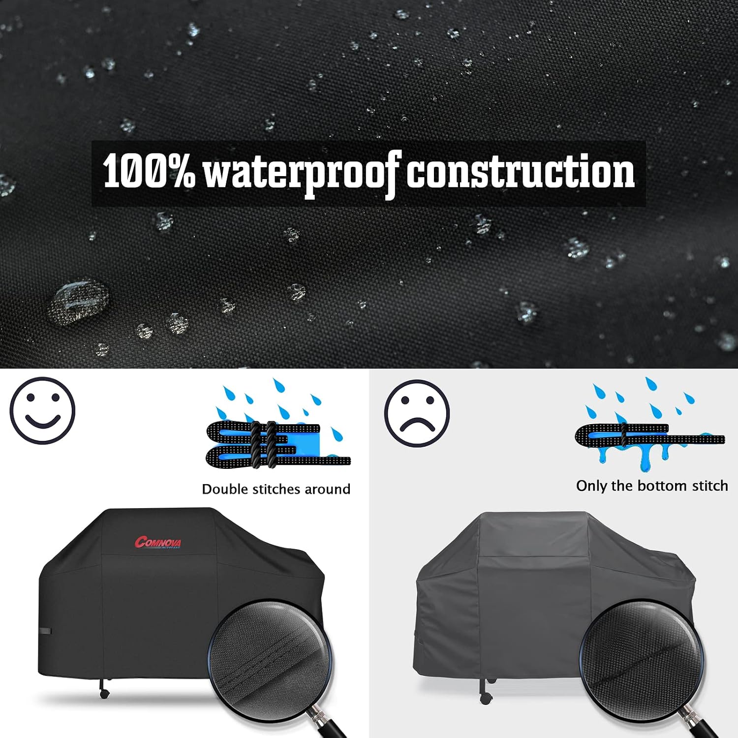 Comnova Grill Cover, 61 Inch BBQ Cover for Weber 7552 Genesis Silver C, Genesis Gold B & C, Genesis 2000-5500 Gas Grills, Heavy Duty Waterproof Cover for Nexgrill, Monument, Dyna-glo and Charbroil