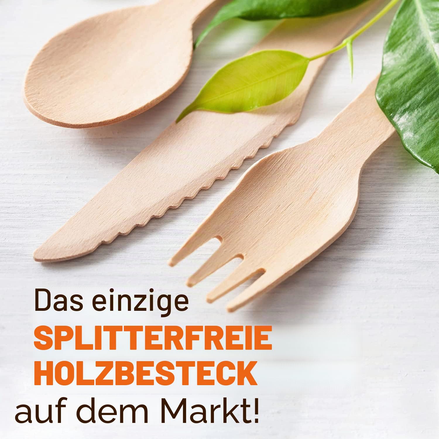 Einwegbesteck aus Holz [150 Stück / 50 set] - Nachhaltiges Besteck für Camping, Party, Einzelverpackung aus Kraftpapier,Gabel-Messer & Löffel - 100% natürlich, biologisch abbaubar & BPA-frei