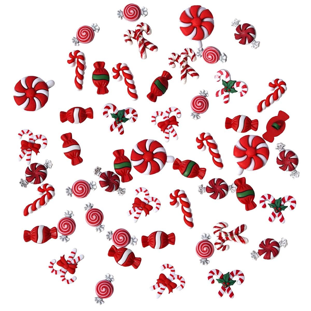 Buttons Galore Candy Cane Super Value Pack Craft Buttons, Red 50 Pack