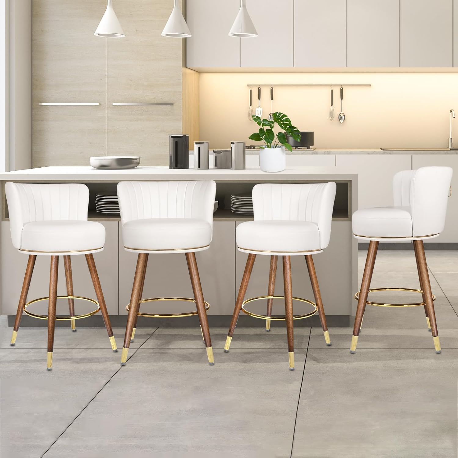 SeekFancy 27" Swivel Bar Stools Set of 4, Counter Height