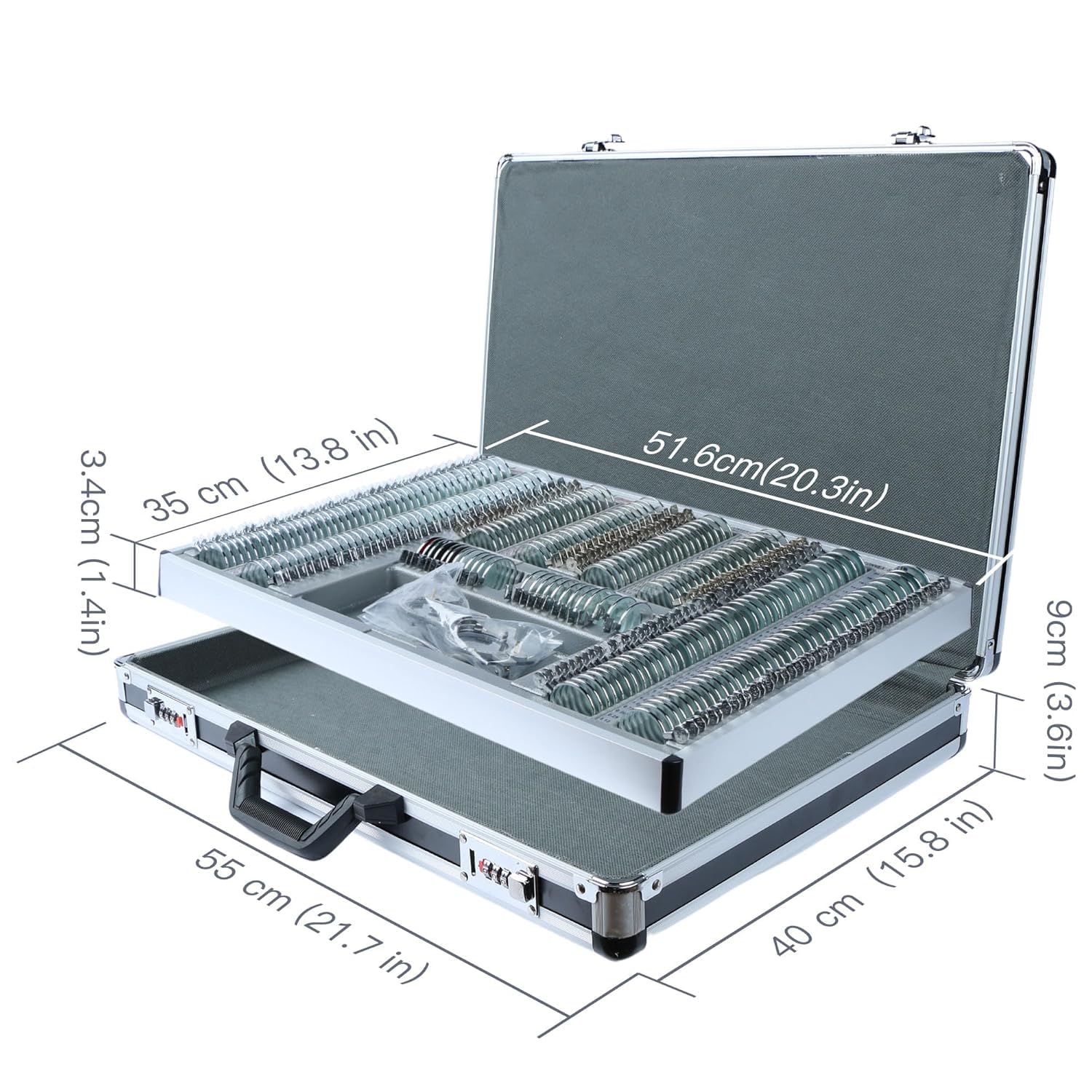 Matronix Optical Trial Lens Set - Metal Rim Aluminum Case, 266-CU, Includes 232 Lenses: 80 Convex, 80 Concave, 80 Cylinders, 12 Prism, 15 Accessories - Free Optometry Kit 2