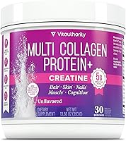 Vista 1 de Proteína de colágeno múltiple + creatina 0.18 oz de monohidrato de creatina con colágeno tipos I, II, III, V y X Apoyo para el cabello, la piel