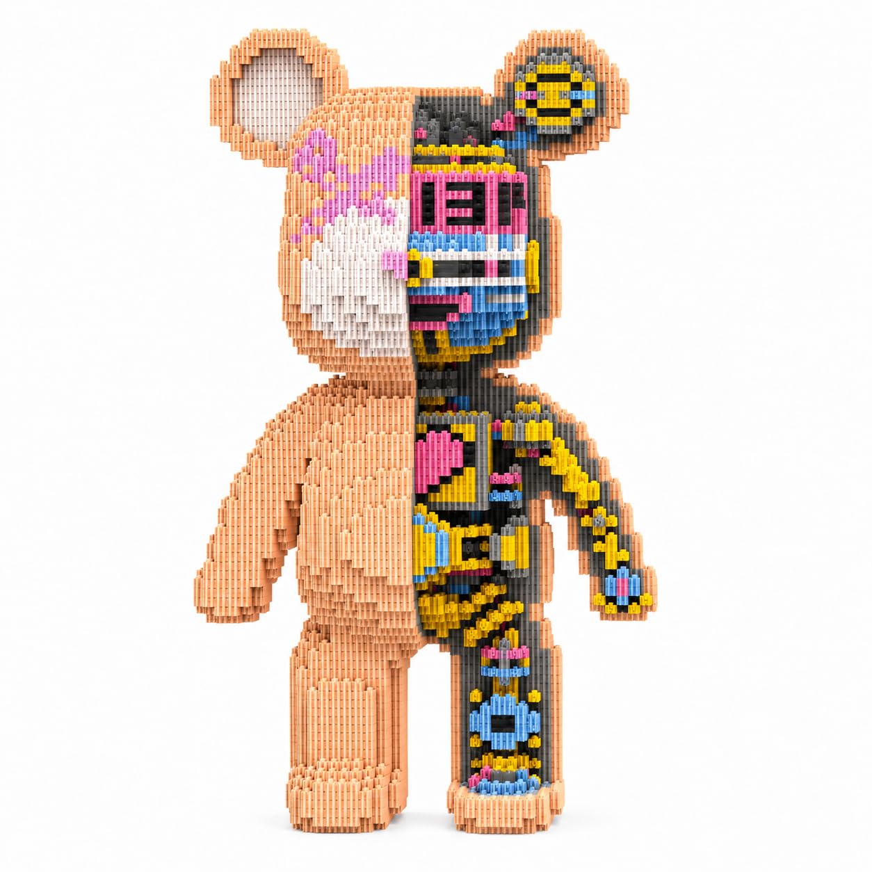 BLOXTEAM Mechanical Bear Building Block Set for Adults – 6000PCS Nano Micro Bricks Cyberpunk Robot Bear Model Kit, 43CM Collectible DIY Desk Decor Art Toy