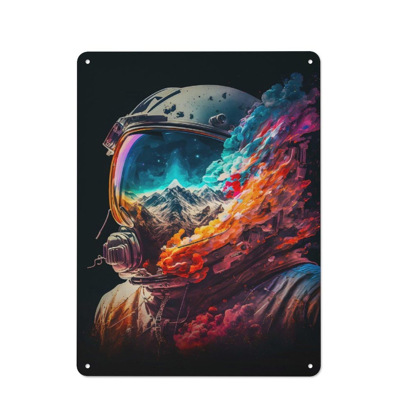 Junmoney Style-23 Retro Astronaut Portrait 02 Vintage Metal Sign 40X30cm, Restaurant Wall Art For Coffee Bar, Small Shop Or Dining Room