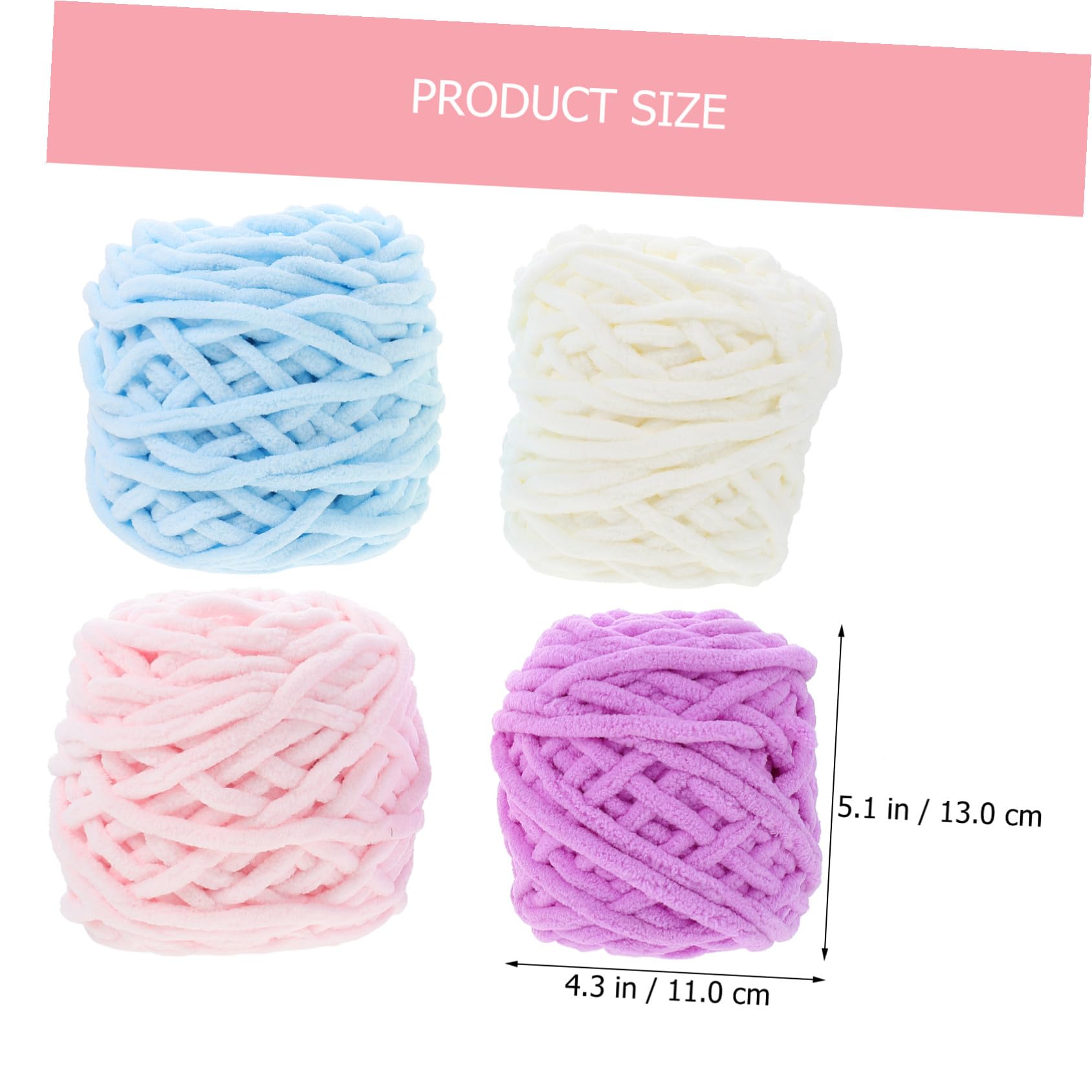 ARTIBETTER 4 Gomitoli di Lana Morbida per Maglia a Mano Colori Pastello Bianco Latte Rosa Azzurro Filo Naturale Traspirante per Sciarpe Cappelli e Accessori Fai da Te