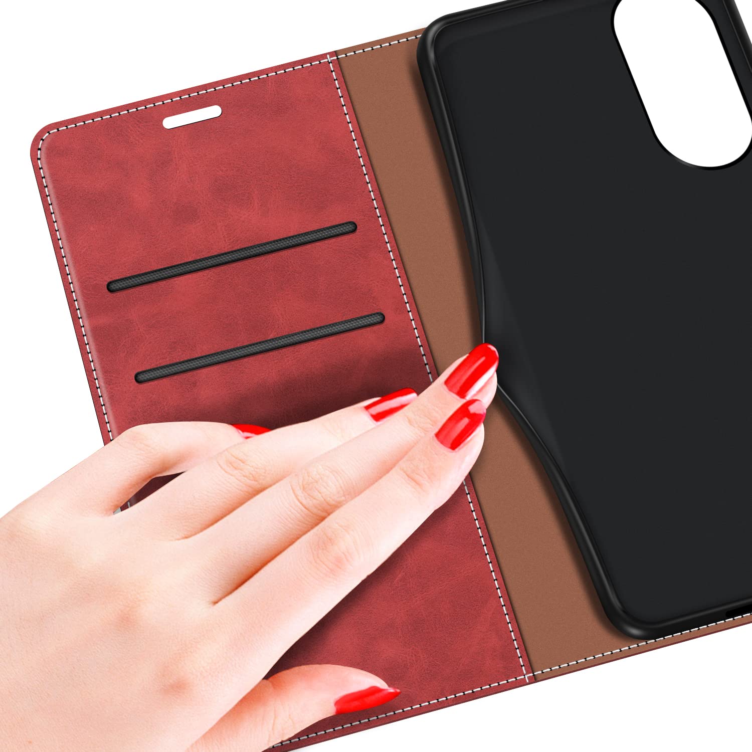 MOBESV Custodia per Huawei P8 Lite 2017, Cover a Libro Magnetica Custodia in Pelle per Huawei P8 Lite 2017, Elegante Rosso