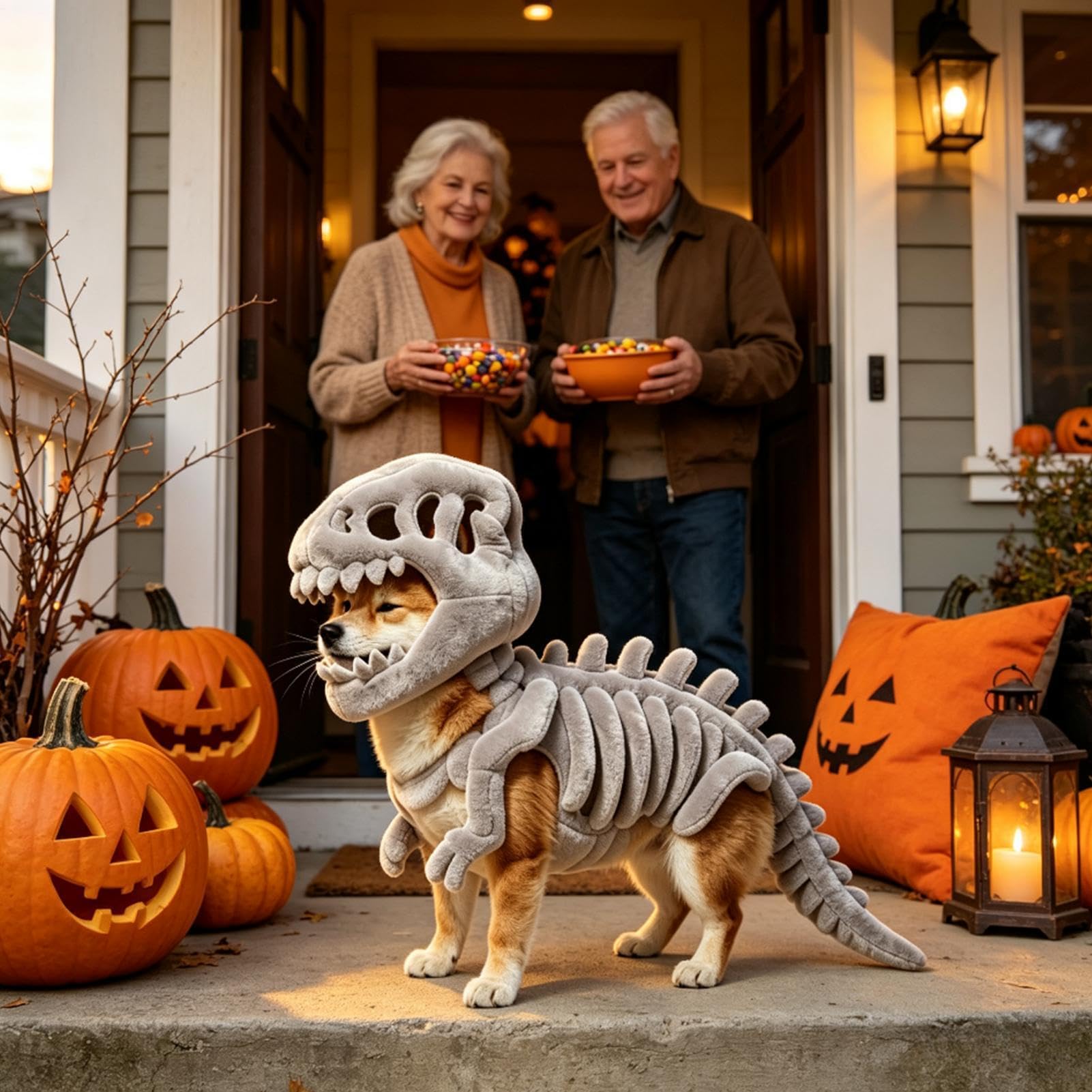 Costume da dinosauro per cani, travestimento da scheletro | Costume da dinosauro per cani, per Halloween, per casa, appartamento, spettacoli teatrali, fotografie, eventi, carnevale