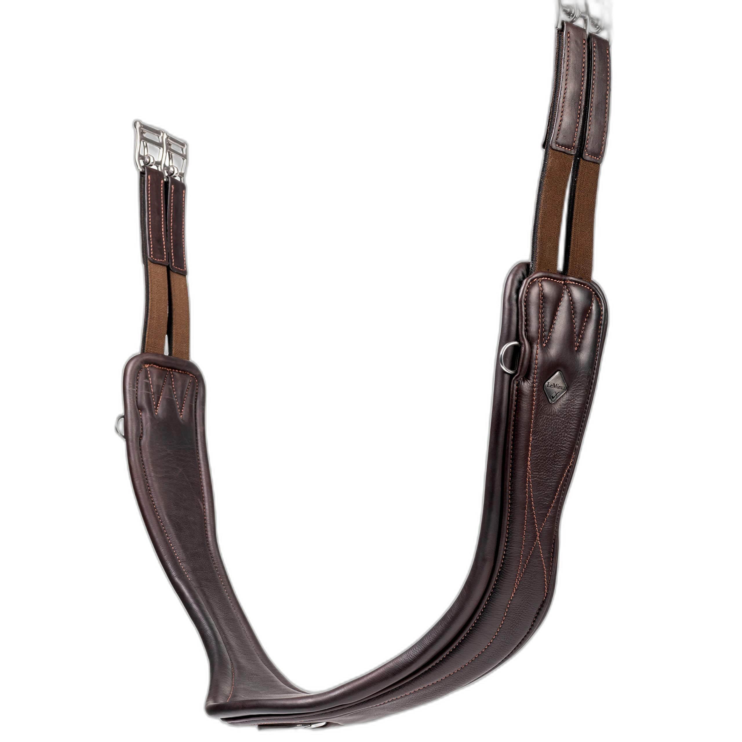 LeMieux Gel-Tek Anatomic Jumping Girth - Contoured Shape - Dynamic Gel and Ultra Soft Leather - Brown - 115cm/46" — image 1