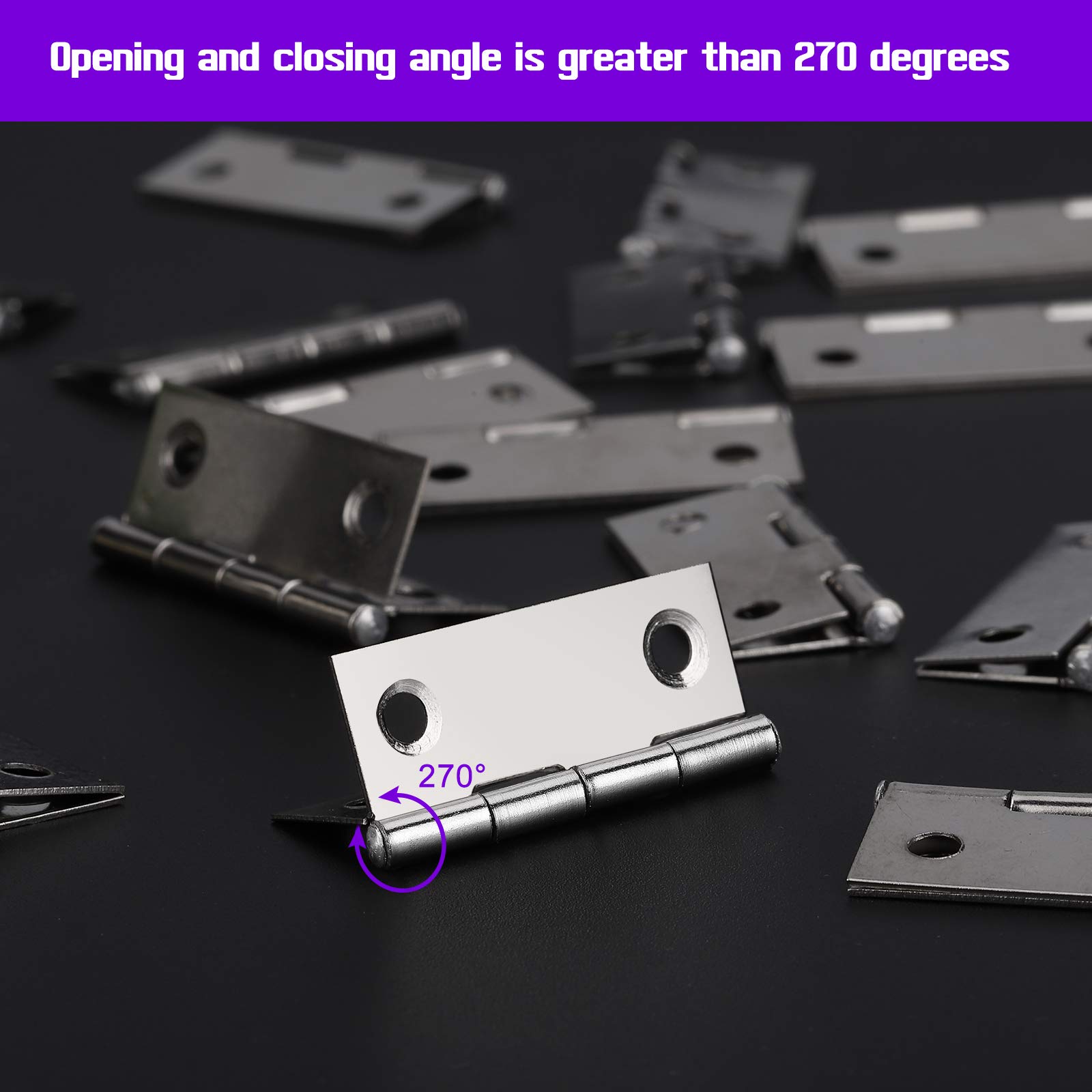 XNJIHWA 30Pcs Folding Butt Scharnieren Deurscharnier Zilver 25.5mm Roestvrij Staal Scharnieren Met 120 Stks Schroeven voor Kast, Lade, Venster, Dozen, Gate