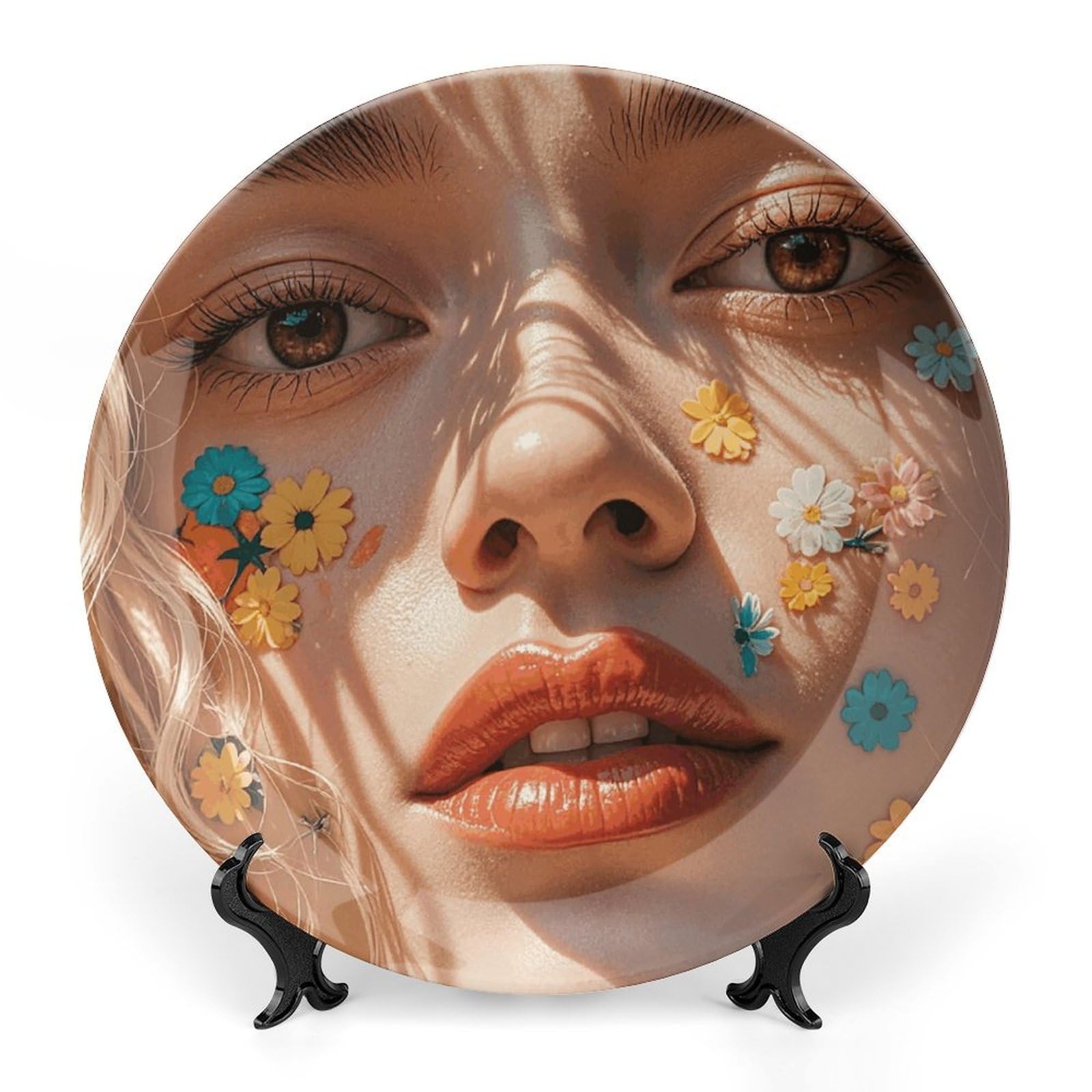 Assiette en porcelaine anglaise 25cm au design artistique ensoleillé pour table raffinée